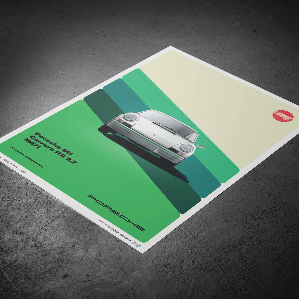 Automobilist Poster Porsche 911 Carrera RS2.7 Blanc 1973 | Cars and Me