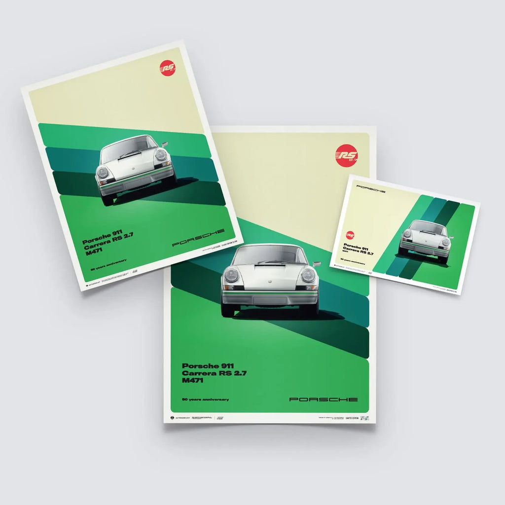 Automobilist Poster Porsche 911 Carrera RS2.7 Blanc 1973 | Cars and Me