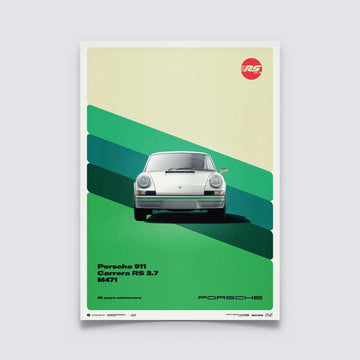 Automobilist Poster Porsche 911 Carrera RS2.7 Blanc 1973 | Cars and Me