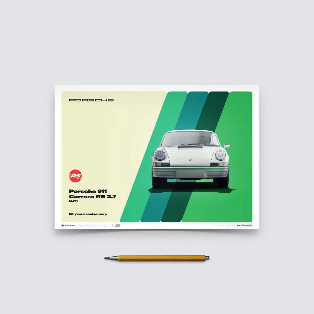 Automobilist Poster Porsche 911 Carrera RS2.7 Blanc 1973 | Cars and Me