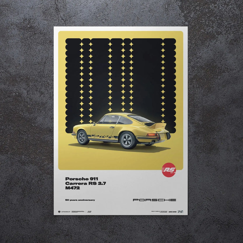 Automobilist Poster Porsche 911 Carrera RS2.7 Jaune 1973 | Cars and Me