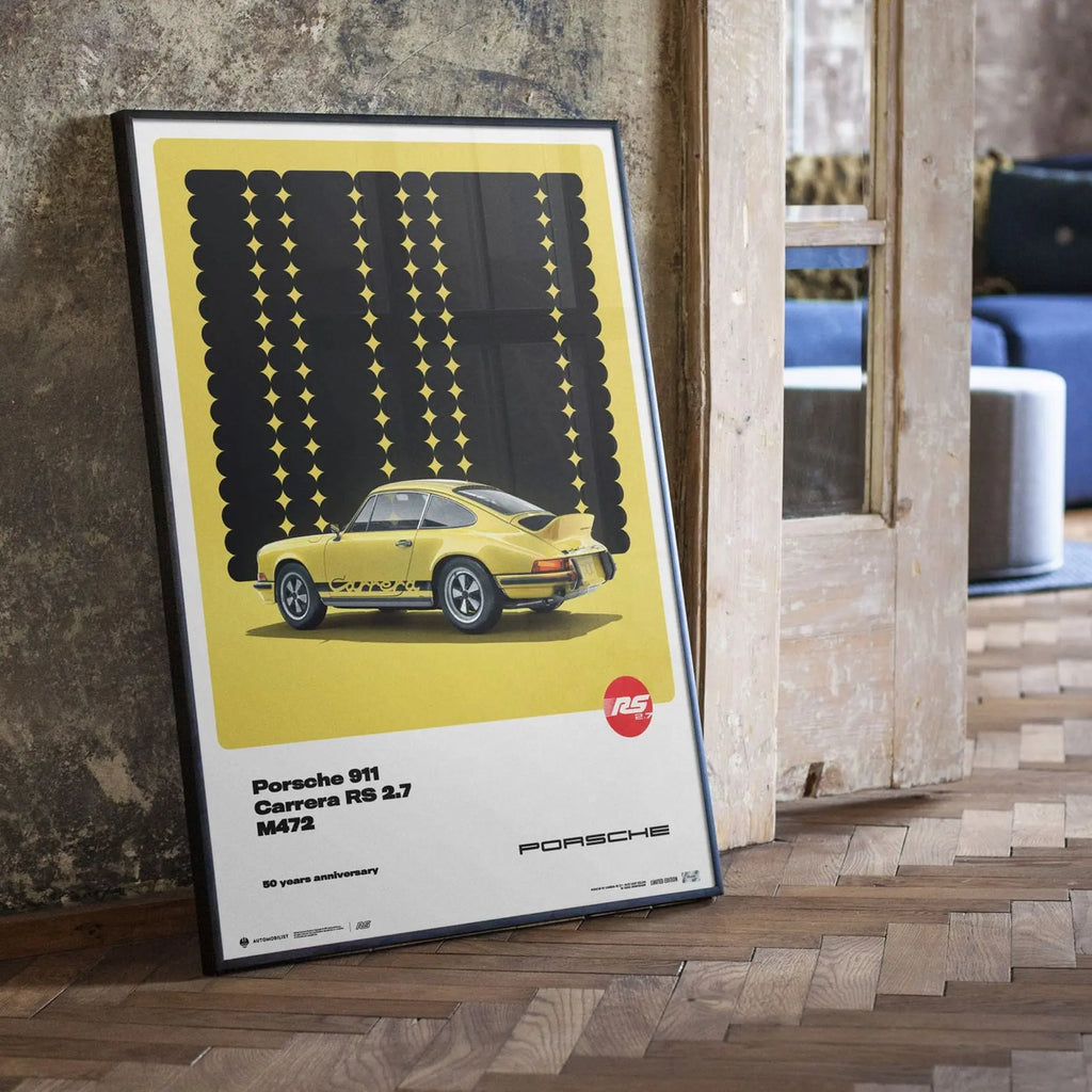 Automobilist Poster Porsche 911 Carrera RS2.7 Jaune 1973 | Cars and Me