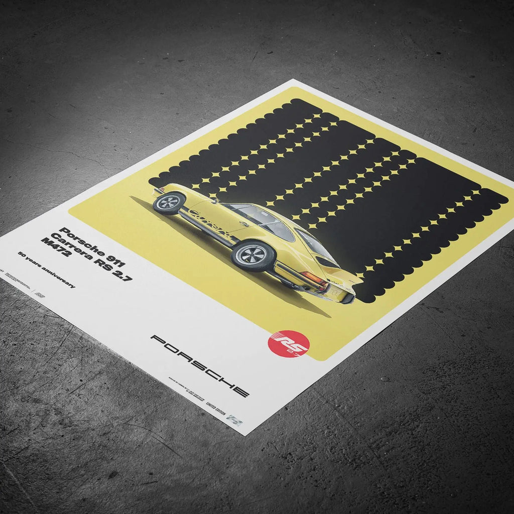 Automobilist Poster Porsche 911 Carrera RS2.7 Jaune 1973 | Cars and Me