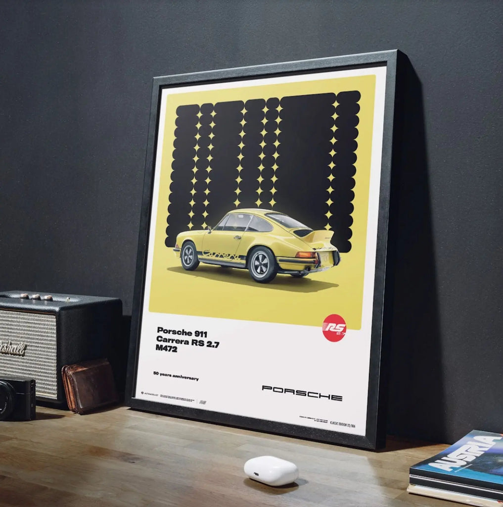 Automobilist Poster Porsche 911 Carrera RS2.7 Jaune 1973 | Cars and Me