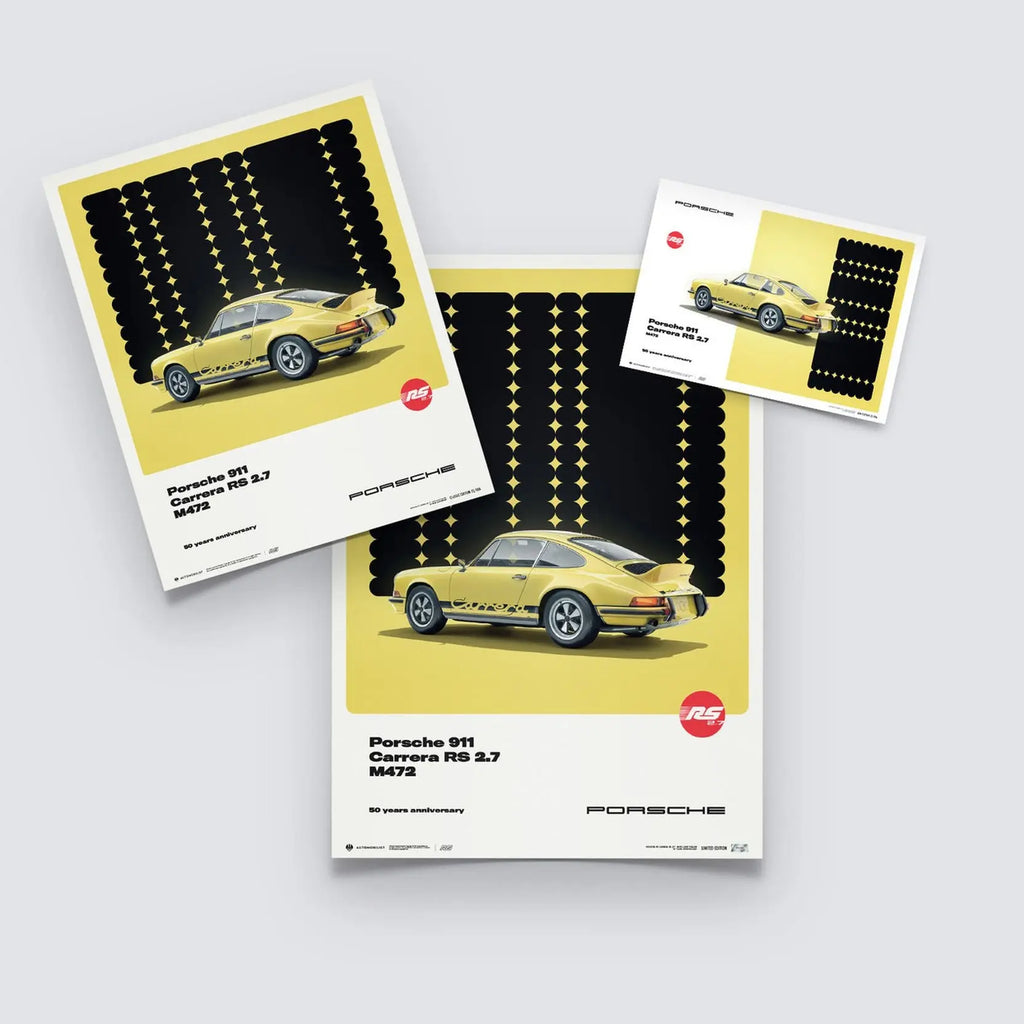 Automobilist Poster Porsche 911 Carrera RS2.7 Jaune 1973 | Cars and Me