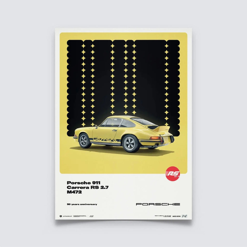 Automobilist Poster Porsche 911 Carrera RS2.7 Jaune 1973 | Cars and Me