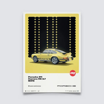 Automobilist Poster Porsche 911 Carrera RS2.7 Jaune 1973 | Cars and Me