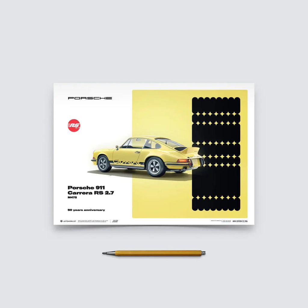 Automobilist Poster Porsche 911 Carrera RS2.7 Jaune 1973 | Cars and Me