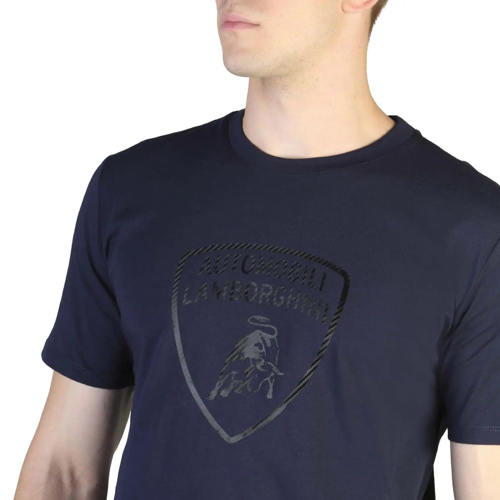 Automobili Lamborghini T-Shirt Logo Carbone Bleu  | Cars and Me