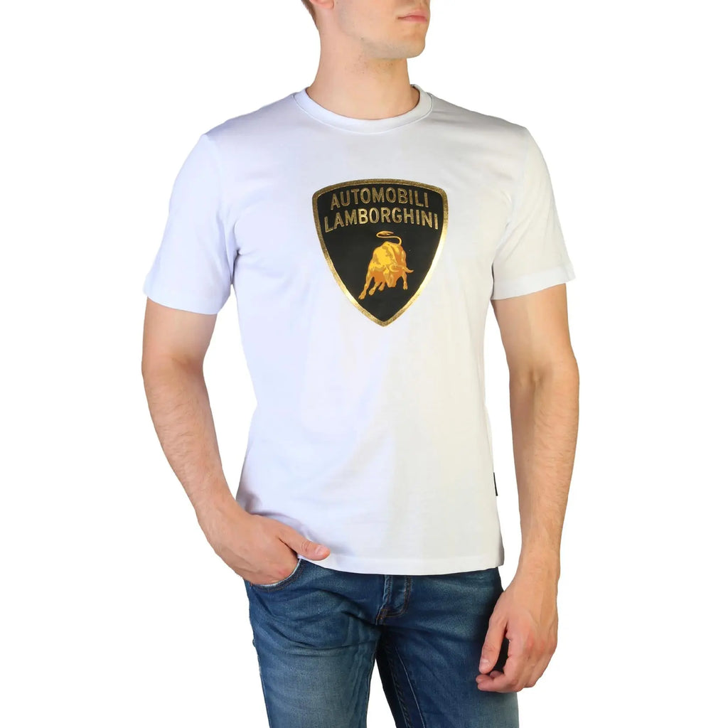 T-Shirt Logo Gold Blanc Automobili Lamborghini