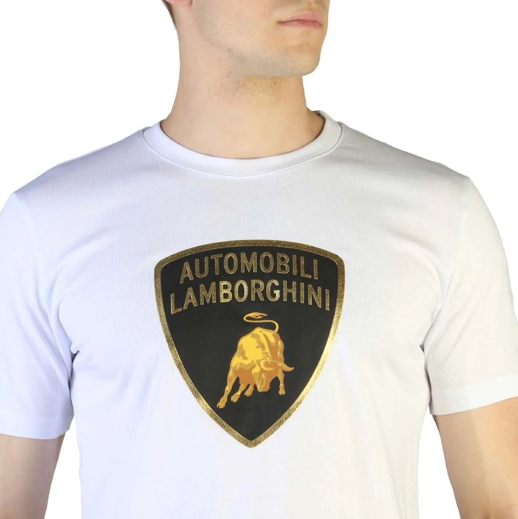 T-Shirt Logo Gold Blanc Automobili Lamborghini