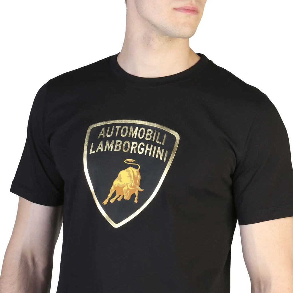Automobili Lamborghini T-Shirt Logo Gold Noir  | Cars and Me