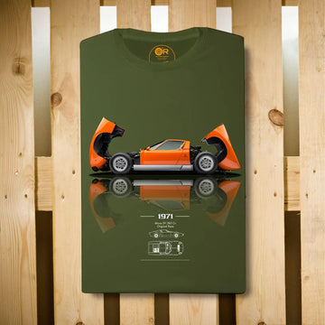 Original Race T-Shirt Lamborghini Miura SV O Kaki  | Cars and Me