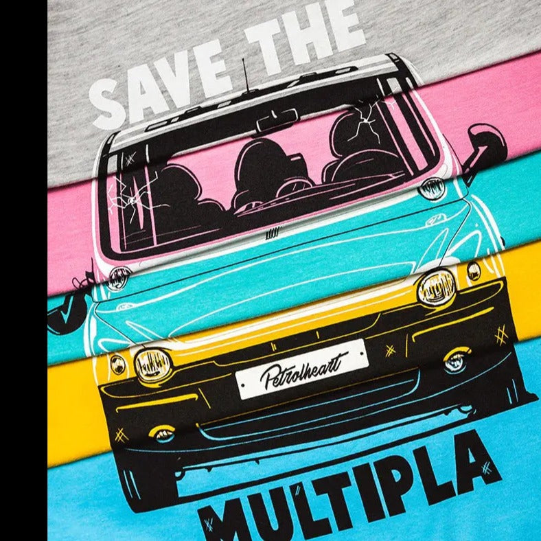 Petrolheart T-Shirt Save The Multipla Fiat Bleu | Cars and Me