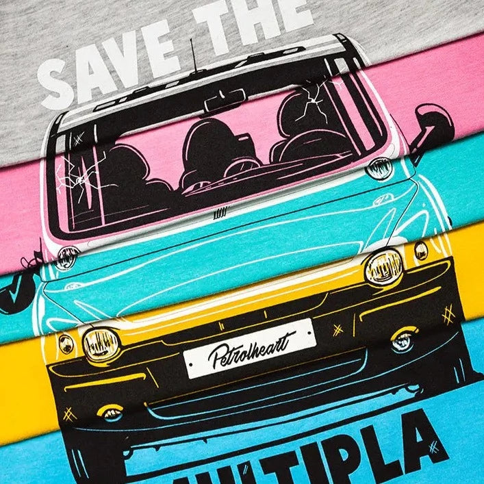 Petrolheart T-Shirt Save The Multipla Fiat Gris | Cars and Me