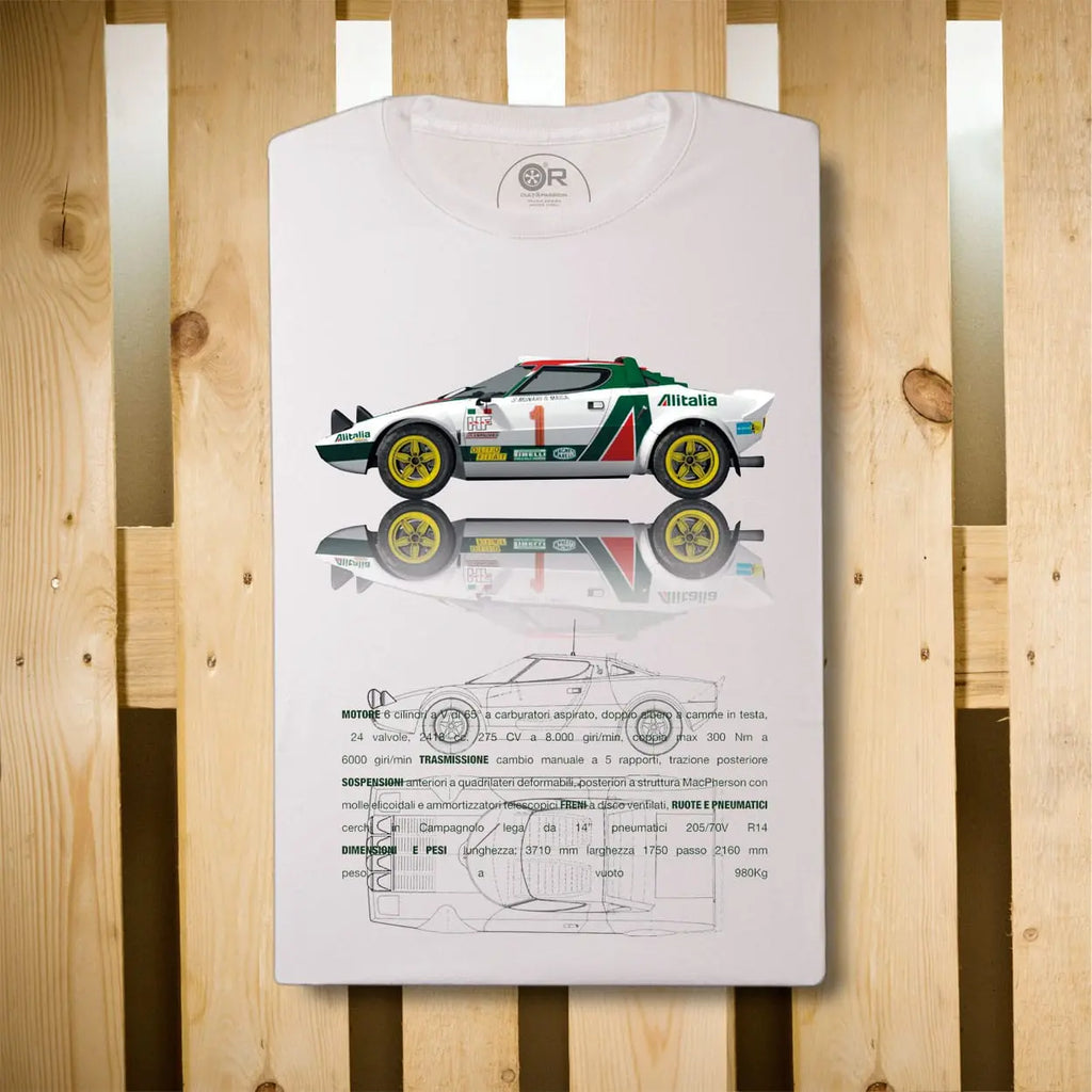 Original Race T-Shirt Lancia Stratos Teck Blanc | Cars and Me